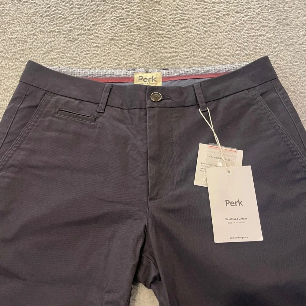 NWT Perk Feel Good Chino Pants Mens 32x31 Navy Slim Fit Stretch